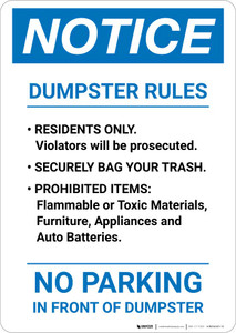Notice: Dumpster Rules Portrait
