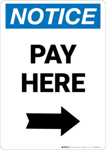 Notice: Pay Here with Right arrow Portrait