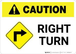 Caution: Right Turn with Icon Landscape