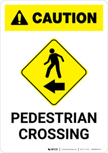 Caution: Pedestrian Crossing Left Arrow with Icon Portrait