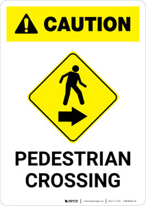 Caution: Pedestrian Crossing Right Arrow with Icon Portrait