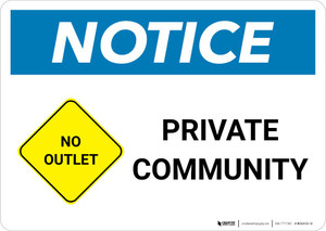 Notice: Private Community with No Outlet Icon Landscape