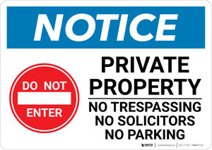 Notice: Private Property - No Trespassing/Solicitors/Parking with Icon Landscape