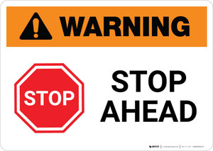 Warning: Stop Ahead with Icon Landscape