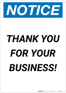 Notice: Thank You For Your Business! Portrait