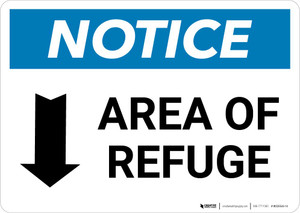 Notice: Area of Refuge with Down Arrow Landscape