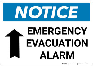 Notice: Emergency Evacuation Alarm with Up Arrow Landscape