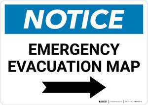 Notice: Emergency Evacuation Map with Right Arrow Landscape