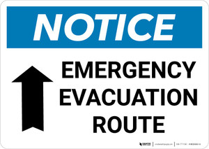 Notice: Emergency Evacuation Route with Up Arrow Landscape