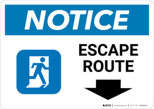 Notice: Escape Route Down Arrow with Icon Landscape
