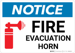 Notice: Fire Evacuation Horn with Icon Landscape