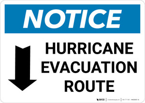 Notice: Hurricane Evacuation Route with Down Arrow and Icon Landscape