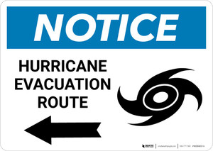 Notice: Hurricane Evacuation Route with Left Arrow and Icon Landscape