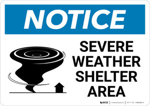 Notice: Severe Weather Shelter Area with Icon Landscape