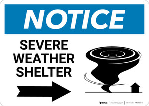 Notice: Severe Weather Shelter with Right Arrow Landscape