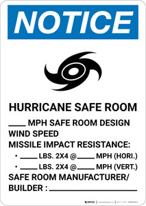 Notice: Hurricane Safe Room Design Wind Speed Portrait