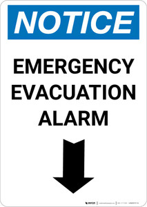 Notice: Emergency Evacuation Alarm with Down Arrow Portrait