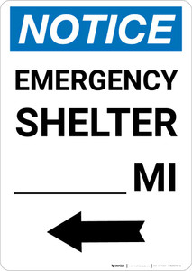 Notice: Emergency Shelter Mile Left Arrow Portrait
