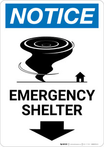 Notice: Emergency Shelter Down Arrow with Icon Portrait