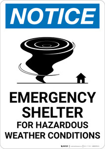 Notice: Emergency Shelter For Hazardous Weather Conditions with Icon Portrait