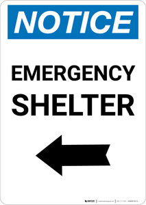 Notice: Emergency Shelter Left Arrow Portrait