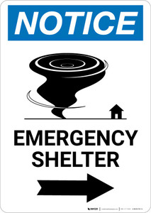 Notice: Emergency Shelter Right Arrow with Icon Portrait
