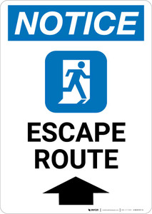 Notice: Escape Route Up Arrow with Icon Portrait