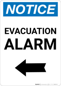 Notice: Evacuation Alarm Left Arrow Portrait
