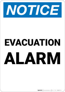 Notice: Evacuation Alarm Portrait