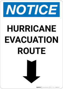 Notice: Hurricane Evacuation Route Down Arrow Portrait