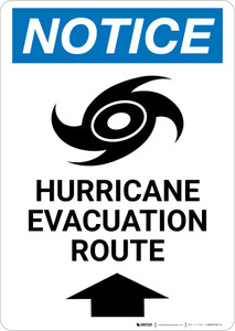 Notice: Hurricane Evacuation Route Up Arrow with Icon Portrait