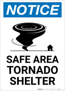 Notice: Safe Area Tornado Shelter Portrait