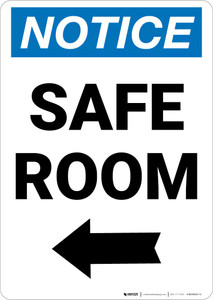Notice: Safe Room Left Arrow Portrait