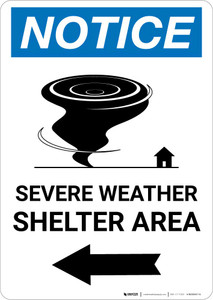 Notice: Severe Weather Shelter Area Left Arrow Portrait