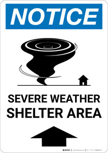 Notice: Severe Weather Shelter Area Up Arrow Portrait