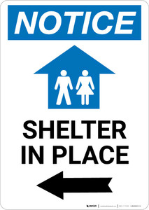 Notice: Shelter In Place Left Arrow with Icon Portrait