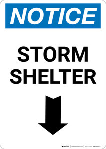 Notice: Storm Shelter Down Arrow Portrait