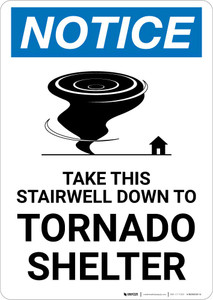 Notice: Take This Stairwell Down to Tornado Shelter Portrait