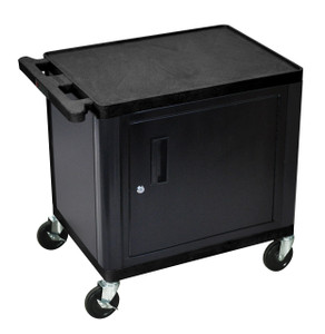 Luxor Black 2 Shelf A/V Cart W/ Cabinet 26" H