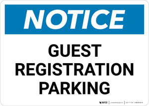 Notice: Guest Registration Parking Landscape