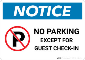 Notice: No Parking Except for Guest Check-In Landscape