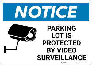 Notice: Parking Lot Is Protected By Video Surveillance with Icon Landscape