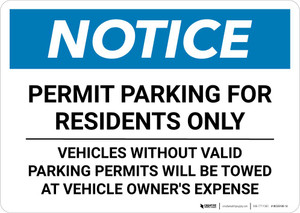 Notice: Permit Parking for Residents Only - Vehicles Without Valid Parking Permits Landscape