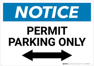 Notice: Permit Parking Only with Bi-directional Arrow Landscape