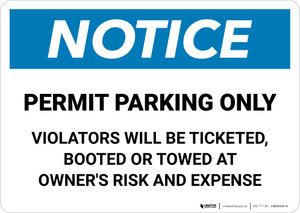 Notice: Permit Parking Only - Violators Will Be Ticketed/Booted/Or Towed Landscape