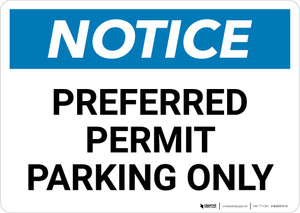 Notice: Preferred Permit Parking Only Landscape
