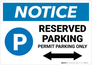 Notice: Reserved Parking - Permit Parking Only with Bidirectional Arrow Landscape