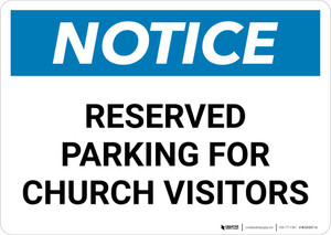 Notice: Reserved Parking for Church Visitors Landscape