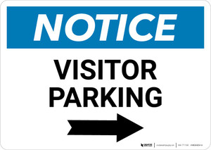 Notice: Visitor Parking with Right Arrow Landscape