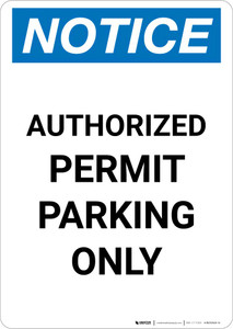 Notice: Authorized Permit Parking Only Portrait